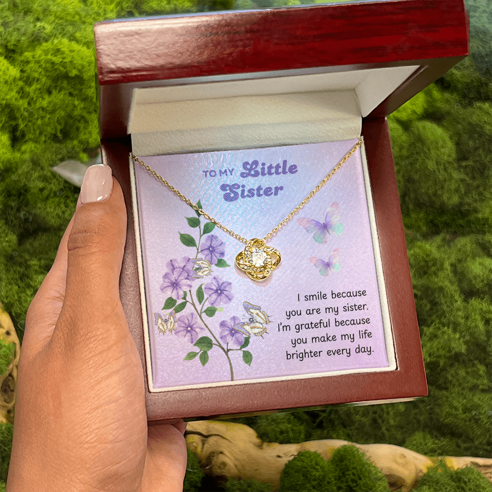 To My Little Sister – Make My Life Brighter – Love Knot Necklace