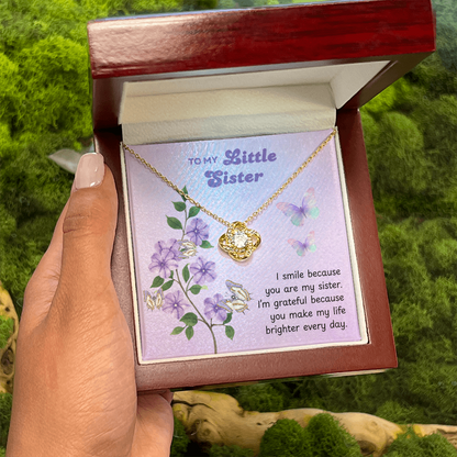To My Little Sister – Make My Life Brighter – Love Knot Necklace