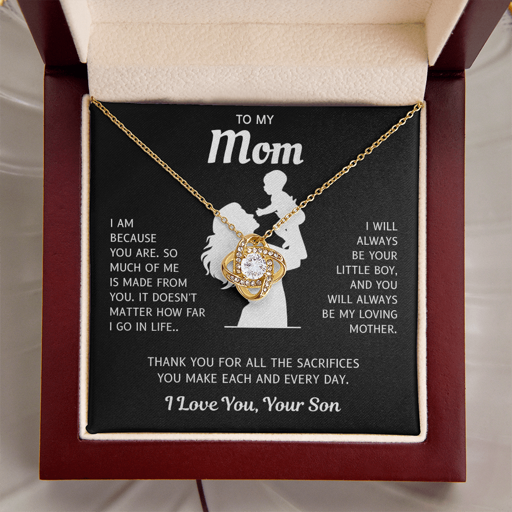 To My Mom – Because Of You – Love Knot Necklace