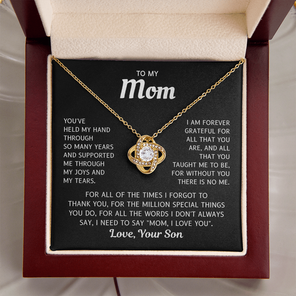 To My Mom – Always In My Heart – Love Knot Necklace