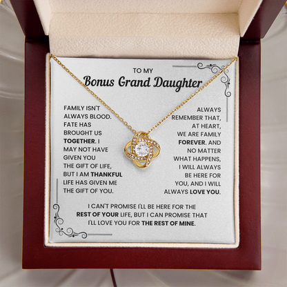 To My Bonus Granddaughter – We Are Family Forever – Love Knot Necklace