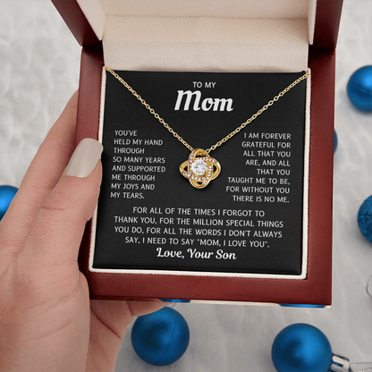 To My Mom – Always In My Heart – Love Knot Necklace