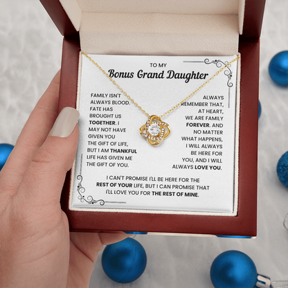 To My Bonus Granddaughter – We Are Family Forever – Love Knot Necklace