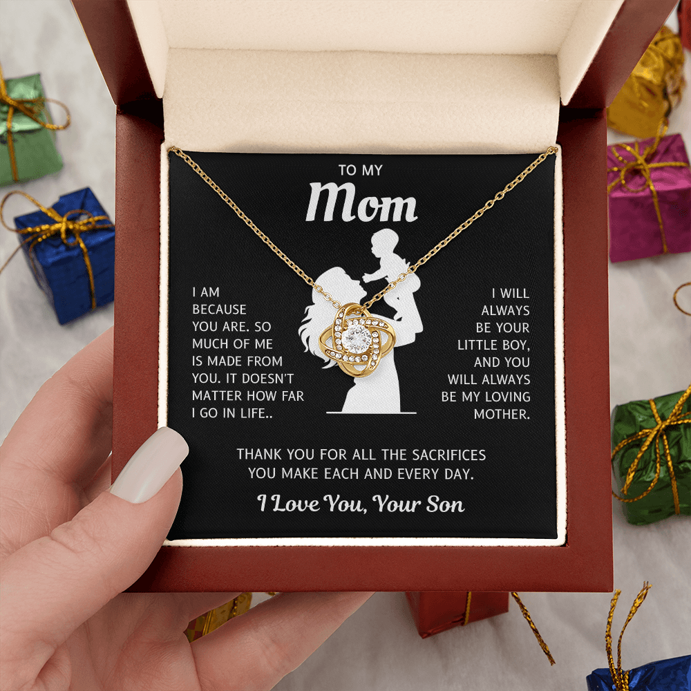 To My Mom – Because Of You – Love Knot Necklace