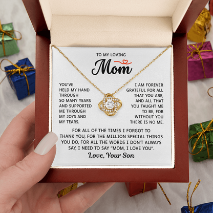 To My Mom – Forever Grateful Always – Love Knot Necklace
