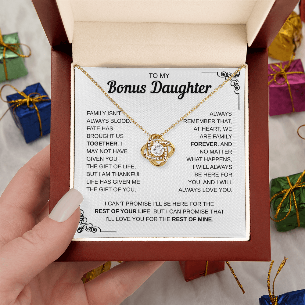 To My Bonus Daughter | Forever Part Of My Family | Love Knot Necklace
