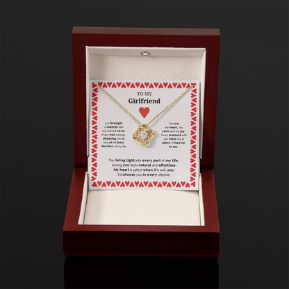 To My Girlfriend | Your Presence Brings Me Joy | Love Knot Necklace