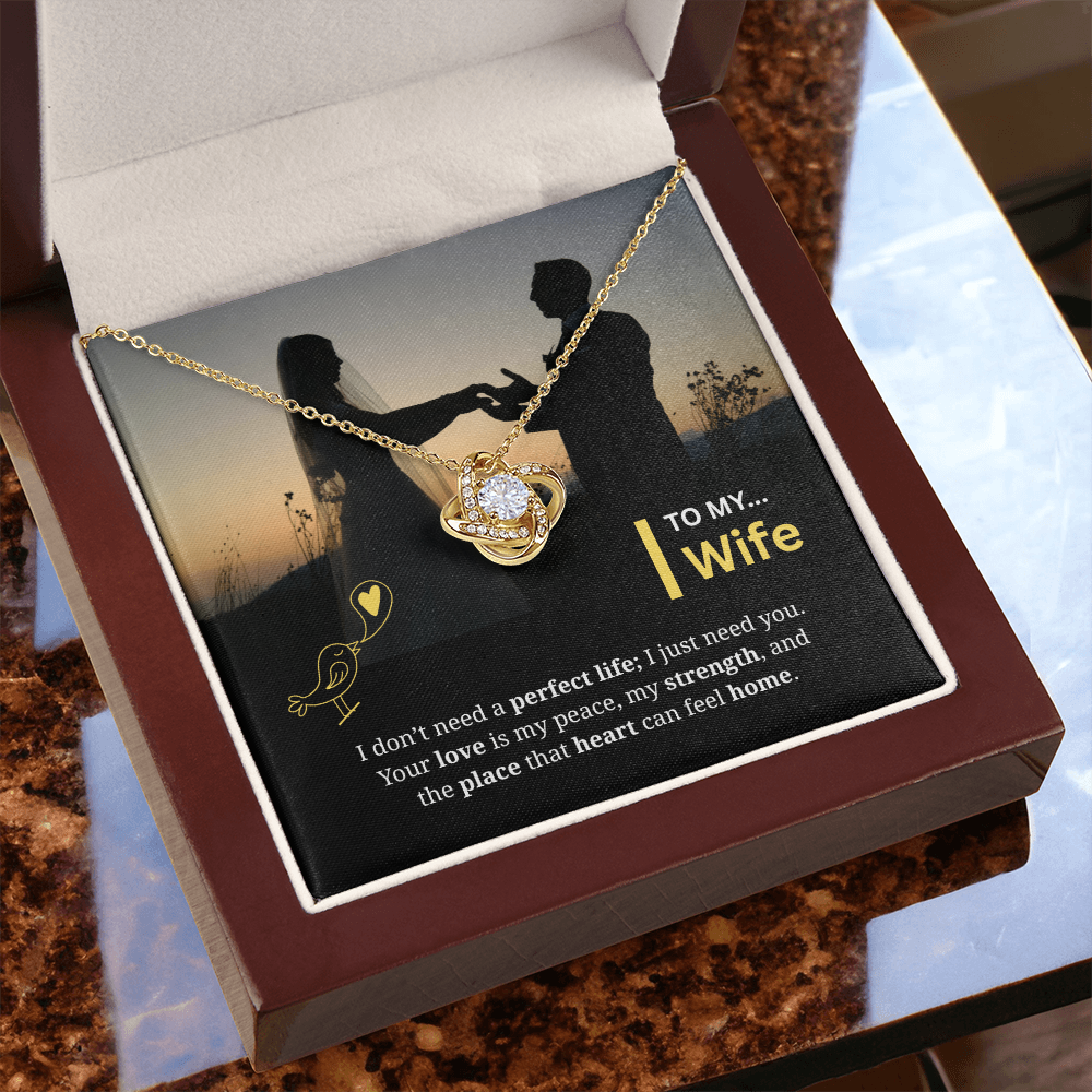 To My Wife | My Heart Feels Home With You | Love Knot Necklace