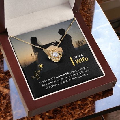 To My Wife | My Heart Feels Home With You | Love Knot Necklace