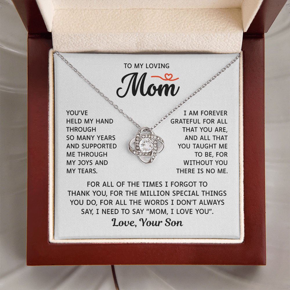 To My Mom – Forever Grateful Always – Love Knot Necklace