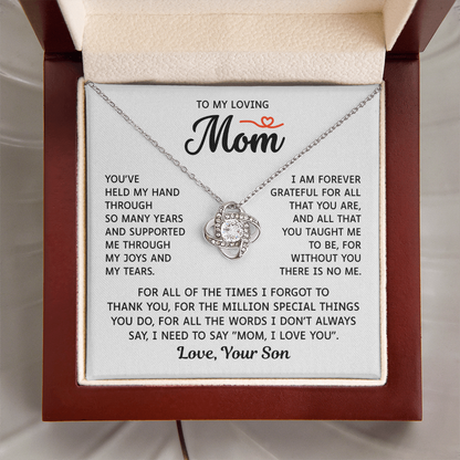 To My Mom – Forever Grateful Always – Love Knot Necklace