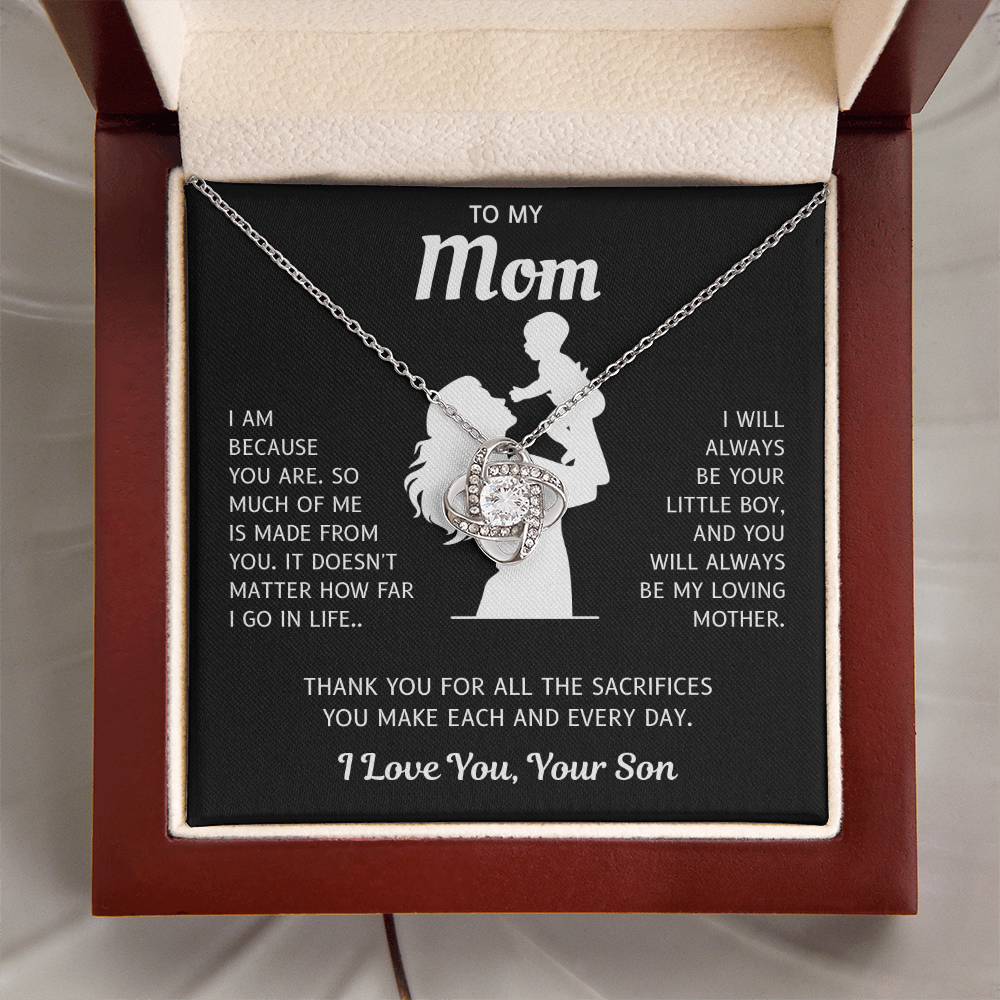To My Mom – Because Of You – Love Knot Necklace