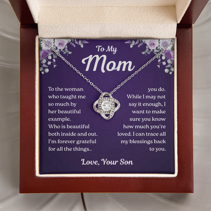 To My Mom – Forever Grateful Love – Love Knot Necklace