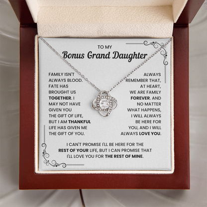 To My Bonus Granddaughter – We Are Family Forever – Love Knot Necklace