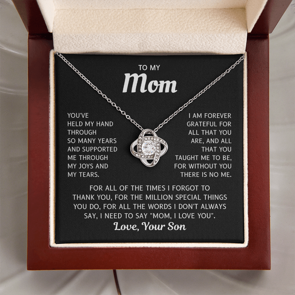To My Mom – Always In My Heart – Love Knot Necklace