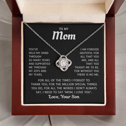 To My Mom – Always In My Heart – Love Knot Necklace