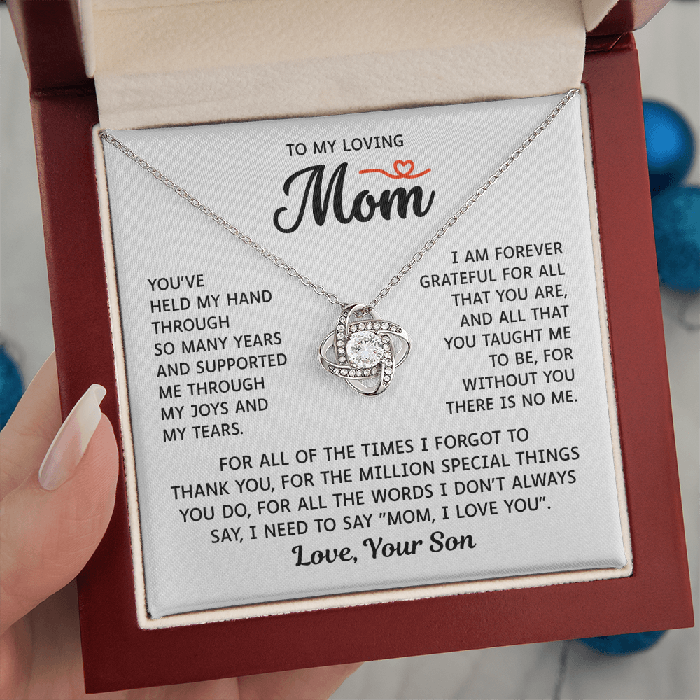 To My Mom – Forever Grateful Always – Love Knot Necklace