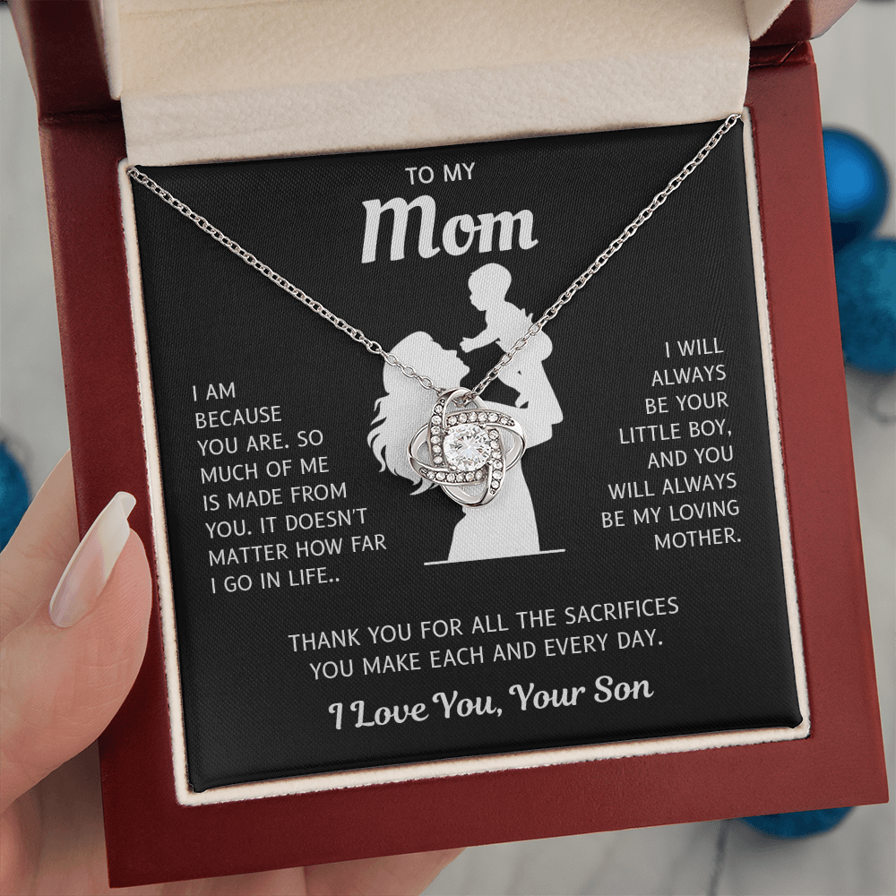 To My Mom – Because Of You – Love Knot Necklace
