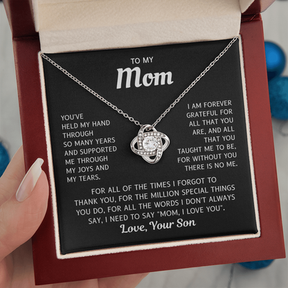 To My Mom – Always In My Heart – Love Knot Necklace