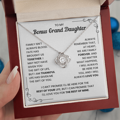 To My Bonus Granddaughter – We Are Family Forever – Love Knot Necklace