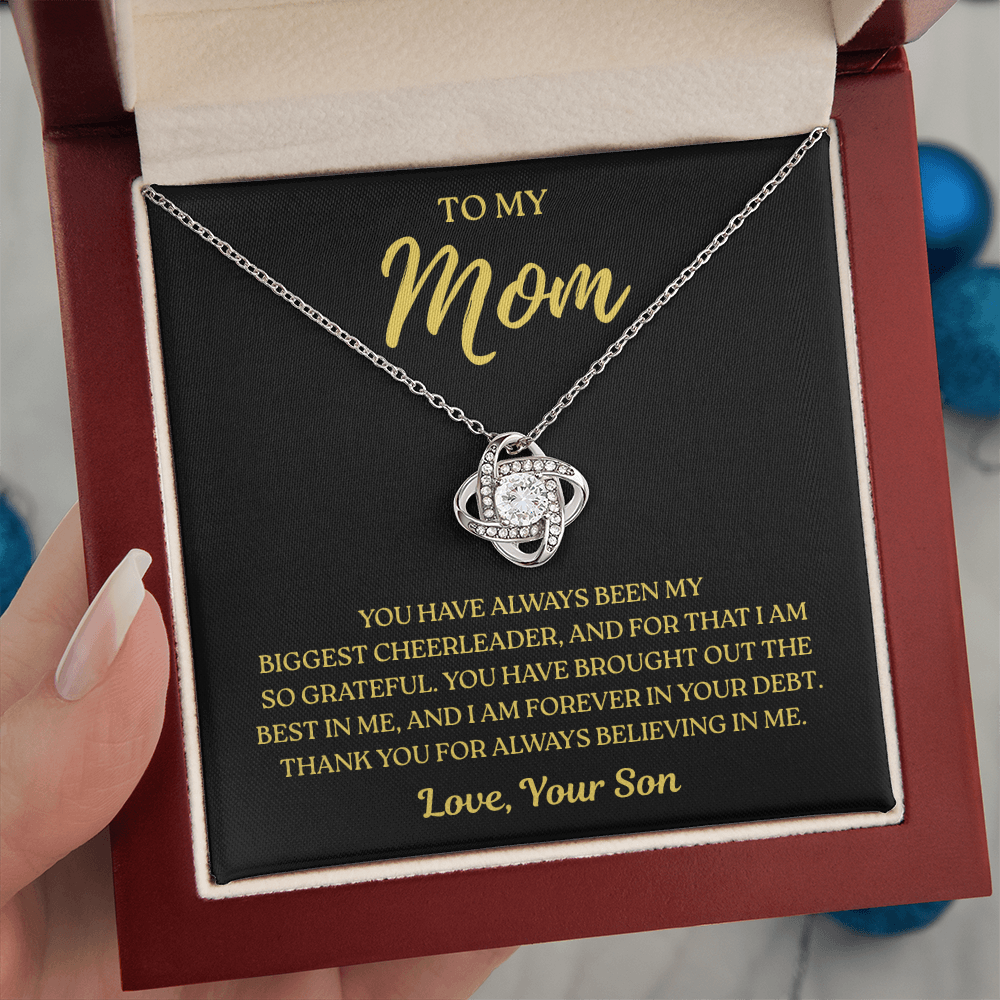 To My Mom – Biggest Cheerleader Always – Love Knot Necklace