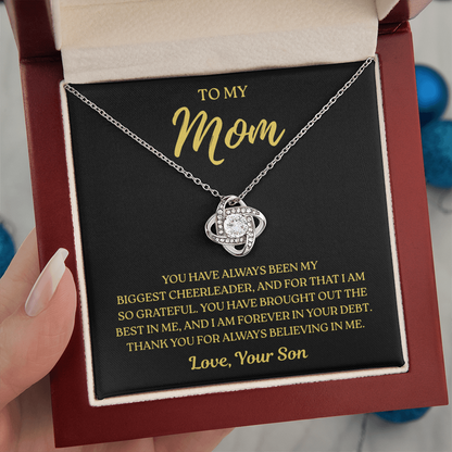 To My Mom – Biggest Cheerleader Always – Love Knot Necklace