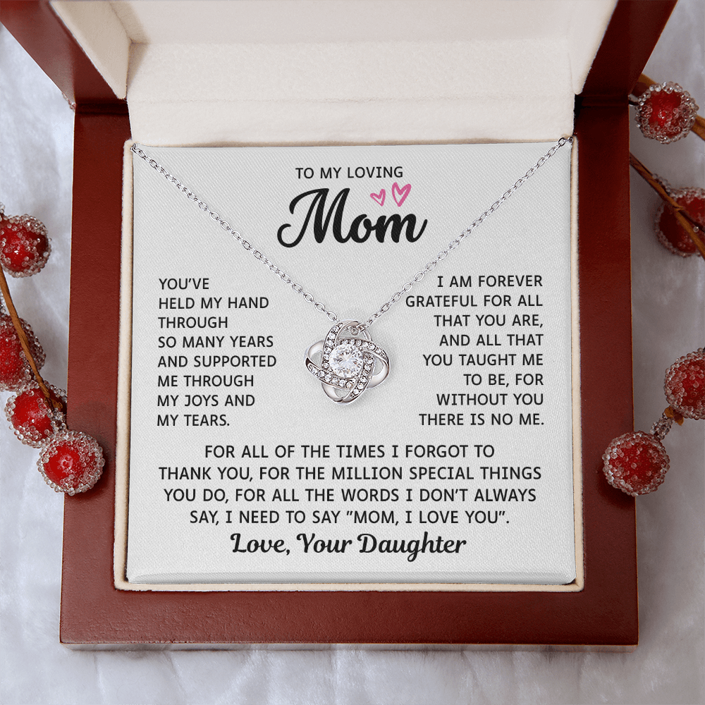 To My Mom – Forever Grateful Always – Love Knot Necklace