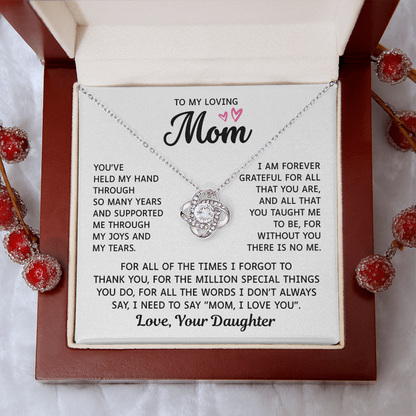 To My Mom – Forever Grateful Always – Love Knot Necklace