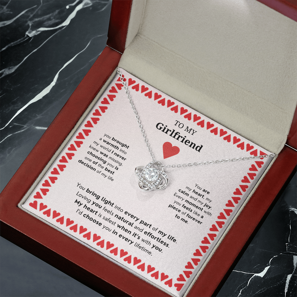 To My Girlfriend | Your Presence Brings Me Joy | Love Knot Necklace