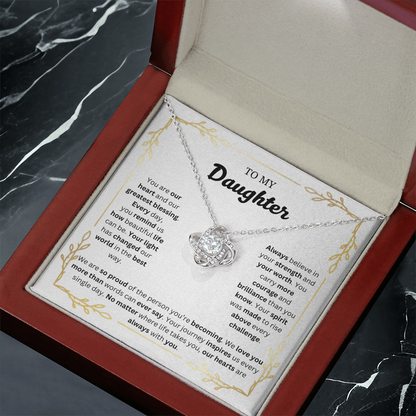 To My Daughter | Proud of the Person You're Becoming | Love Knot Necklace