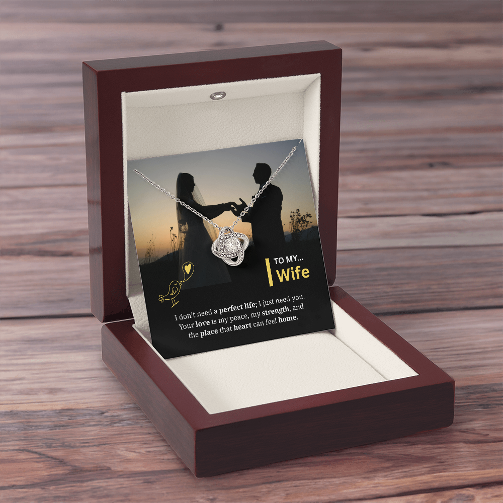 To My Wife | My Heart Feels Home With You | Love Knot Necklace