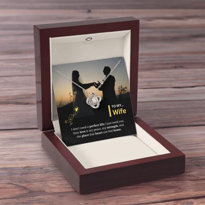 To My Wife | My Heart Feels Home With You | Love Knot Necklace