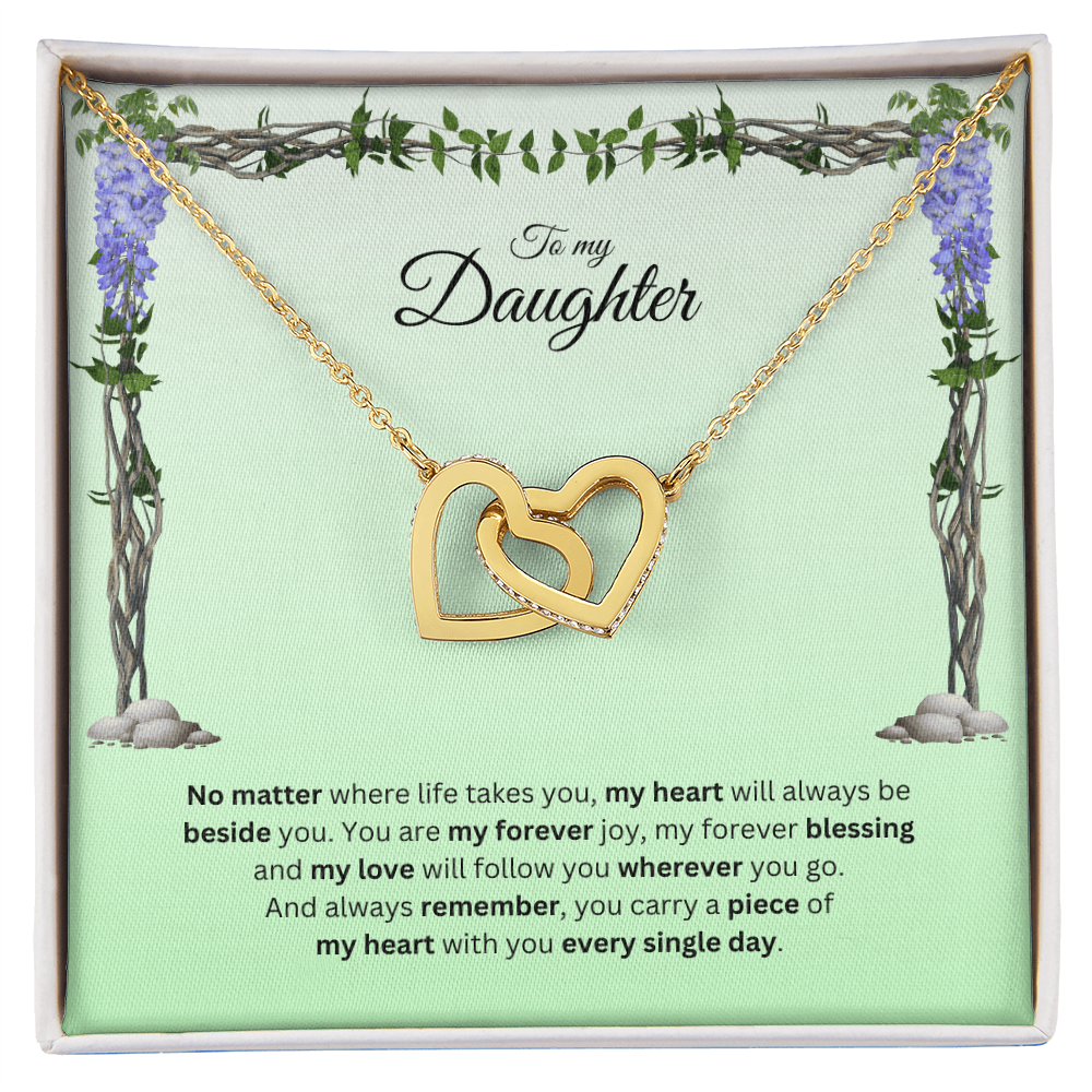 To My Daughter | Your Journey Inspires Me Always | Interlocking Hearts Necklace