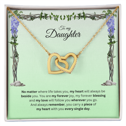 To My Daughter | Your Journey Inspires Me Always | Interlocking Hearts Necklace