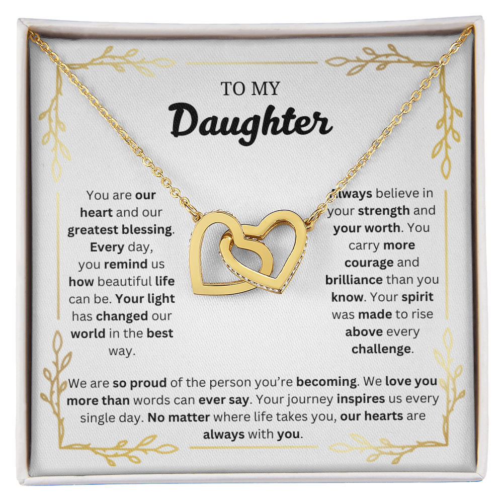 To My Daughter | Proud of the Person You're Becoming | Interlocking Hearts Necklace