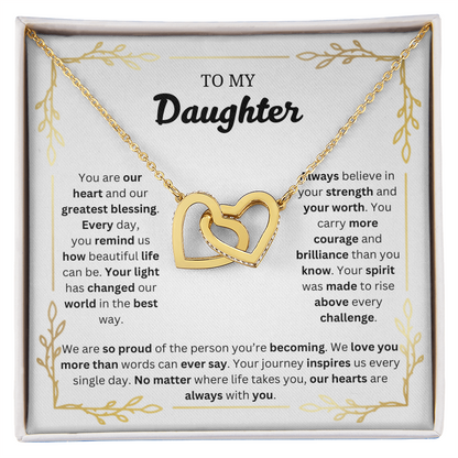 To My Daughter | Proud of the Person You're Becoming | Interlocking Hearts Necklace