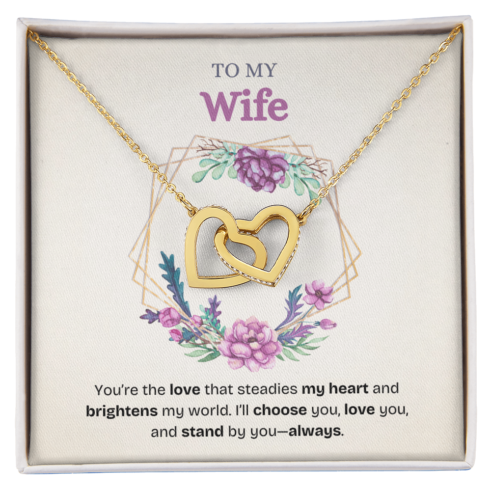 To My Wife | You Brighten My World Every Day | Interlocking Hearts Necklace