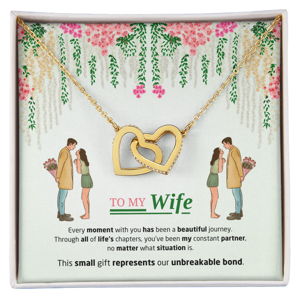 To My Wife | Our Unbreakable Bond | Interlocking Hearts Necklace