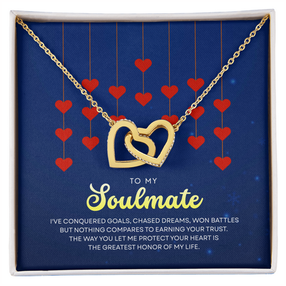 To My Soulmate | With You, Love Makes Sense | Interlocking Hearts Necklace