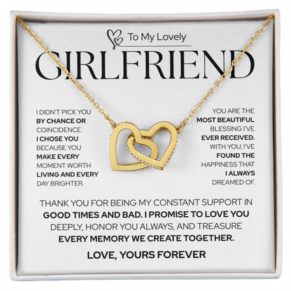 To My Girlfriend | Not by Chance, But by Choice | Interlocking Hearts Necklace