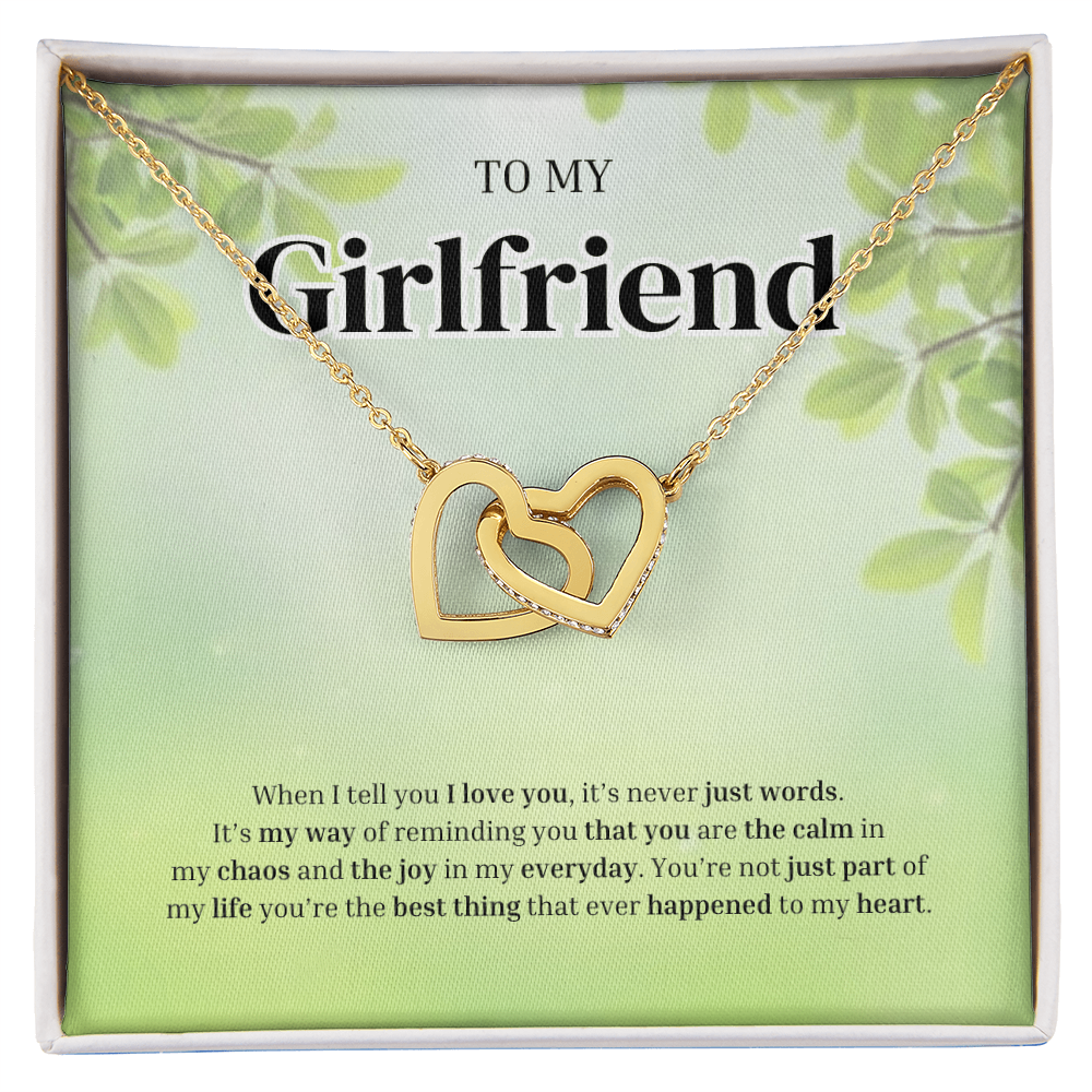 To My Girlfriend | Grateful for the Joy You Bring | Interlocking Hearts Necklace
