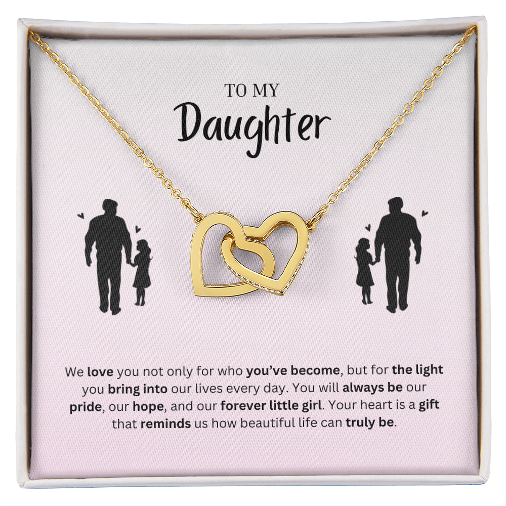 To My Daughter | You Make Life More Beautiful | Interlocking Hearts Necklace