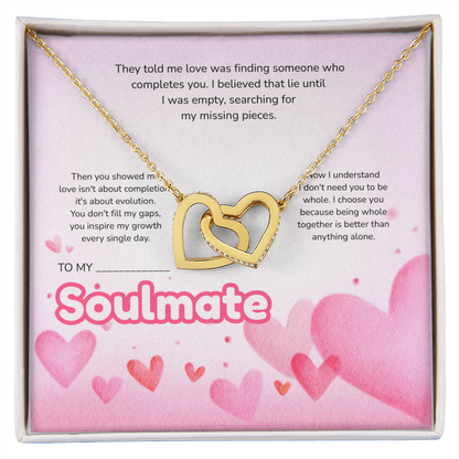 To My Soulmate | Love Led Me to You | Interlocking Hearts Necklace