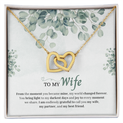To My Wife | You Changed My World Forever | Interlocking Hearts Necklace