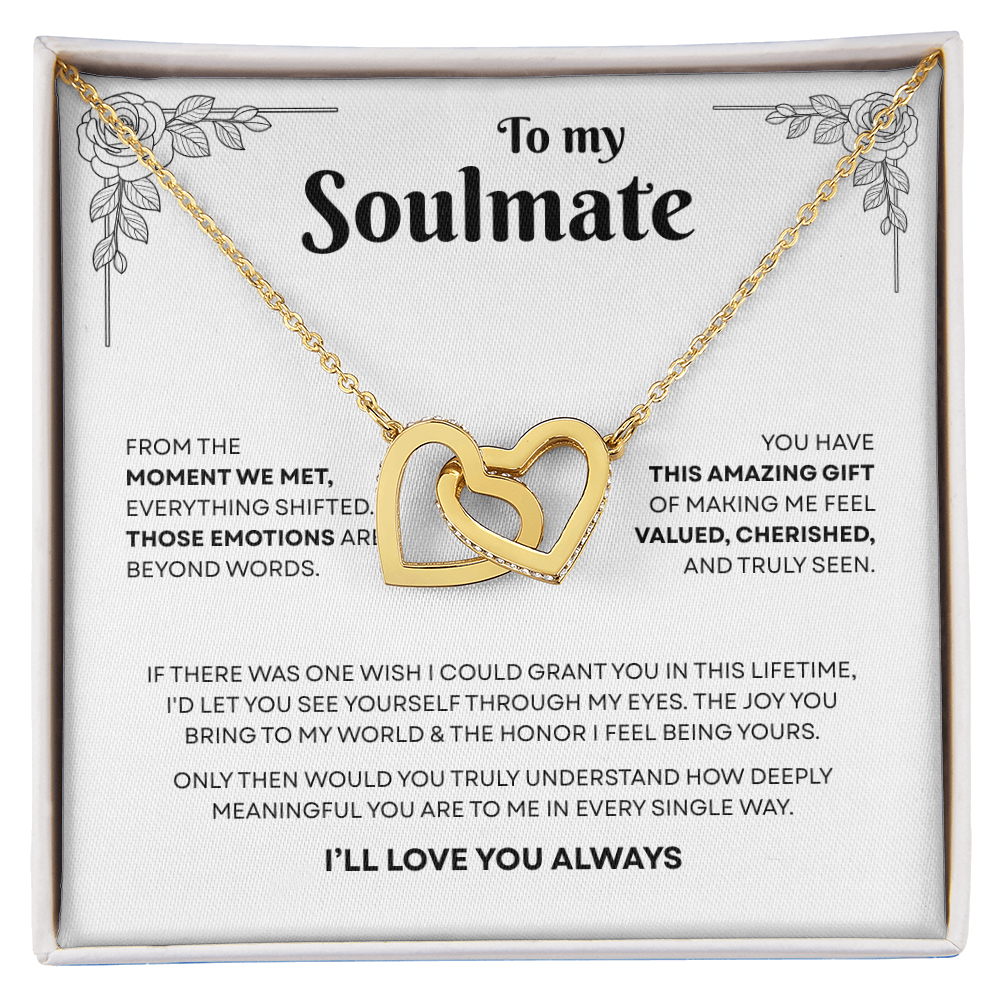 To My Soulmate | A Bond That Means Everything | Interlocking Hearts Necklace