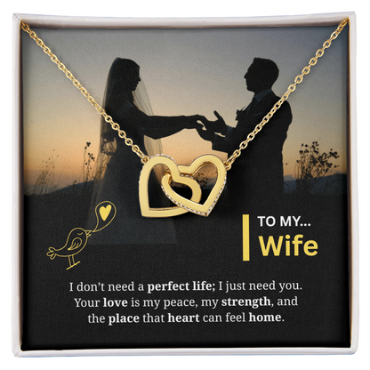 To My Wife | My Heart Feels Home With You | Interlocking Hearts Necklace