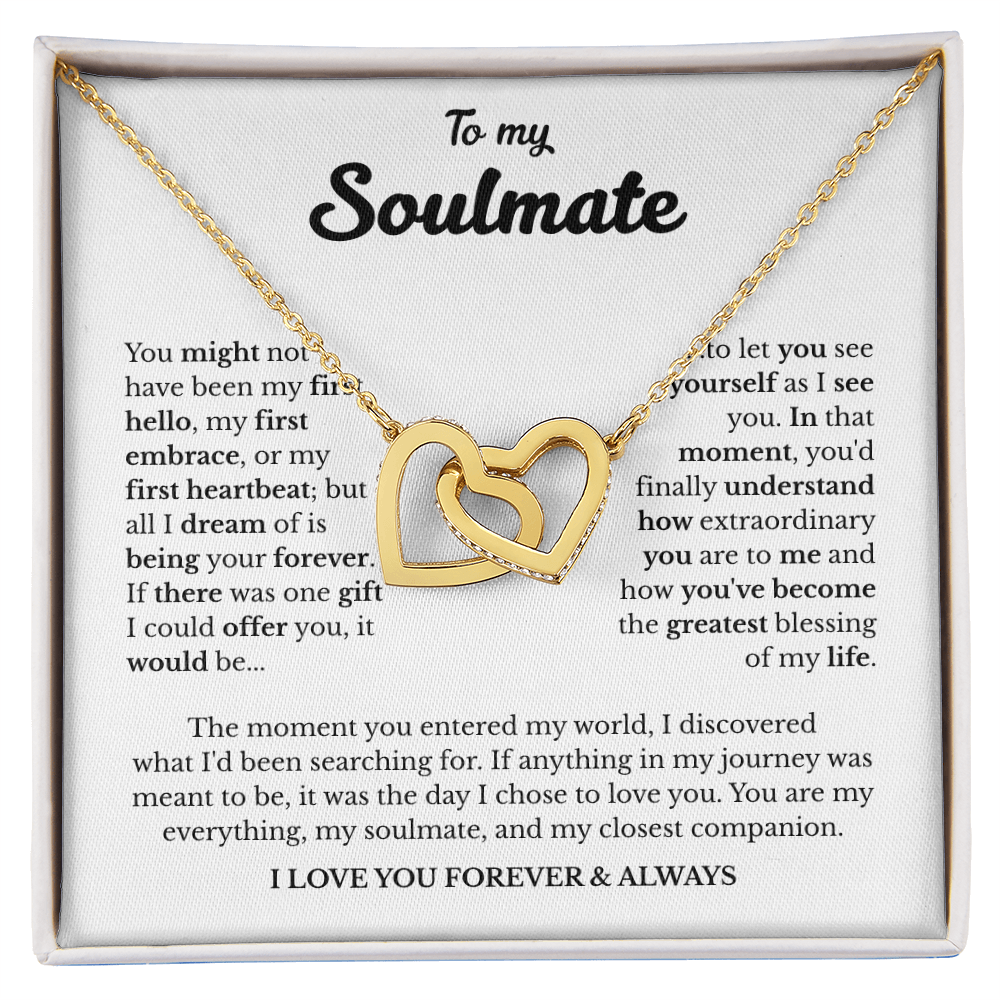 To My Soulmate | A Love Meant to Be | Interlocking Hearts Necklace