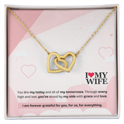To My Wife | My Heart, My Strength, My Forever | Interlocking Hearts Necklace