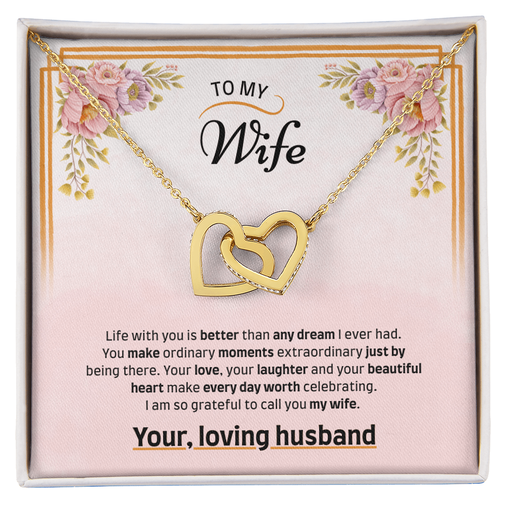 To My Wife | Grateful to Call You Mine | Interlocking Hearts Necklace
