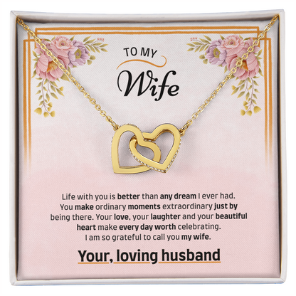 To My Wife | Grateful to Call You Mine | Interlocking Hearts Necklace